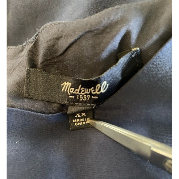 Madewell Silk Blend Blue Black Color Block Sheath Dress Exposed Back Zipper XS - Picture 7 of 10